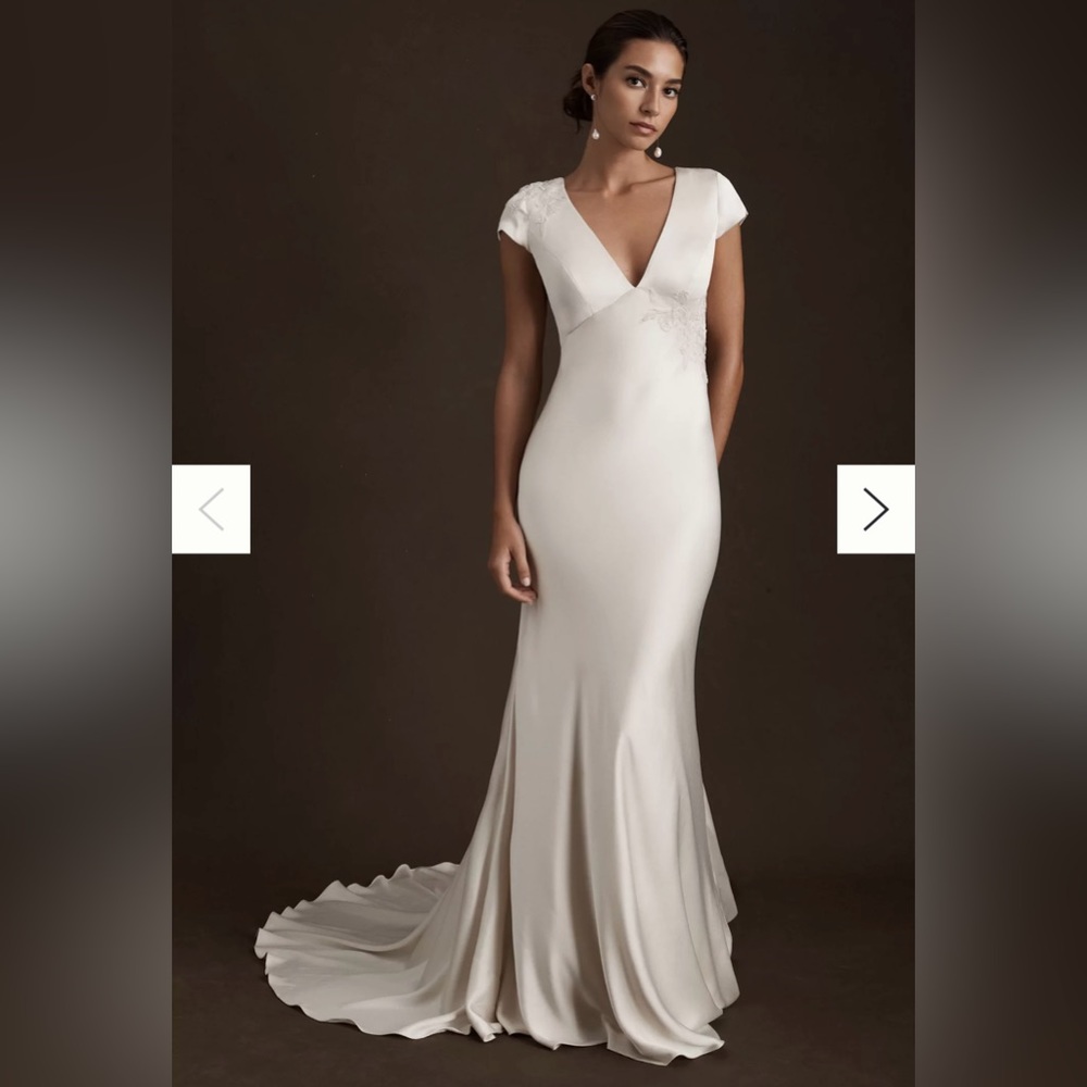 Never worn only tried on/Jenny by Jenny Yoo Briony Cap-Sleeve Deep-V Beaded Gown